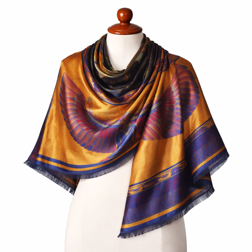 Gold/Grey Isis & Heiroglyphs Modal Scarf